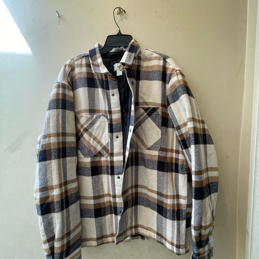 H&M Plaid Button-Up Shirt Jacket